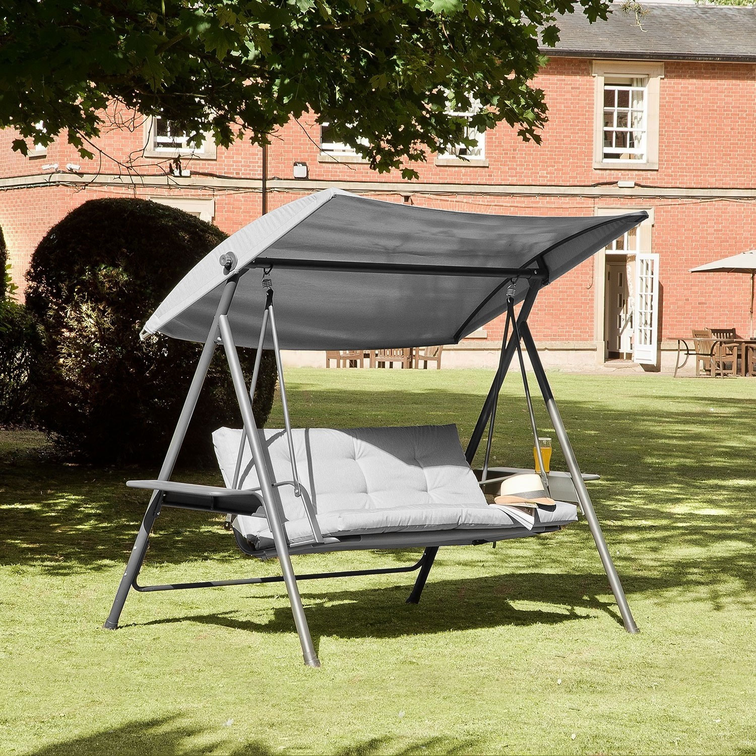 Vigo Steel Frame Padded Grey Textelene Swing - Trans-Continental Group Ltd