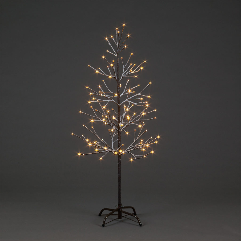 1.2m Brown Snowy Tree W/120 WW LEDs - Trans-Continental Group Ltd