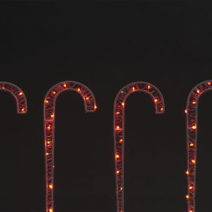 Set of 4 62cm White Iron Canes w/120 Red LED Copper Wire Lgts
