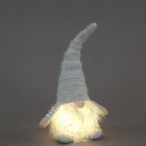 B/O 39cm LED Plush Pale Grey Santa w/o Legs