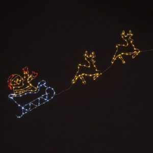 51CM 2D Sleigh & Reindeer Silh w/190 Red/IW/WW Cop Wire LEDs