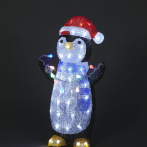 51cm Acrylic Penguin Holding Lights w/70 White LEDs