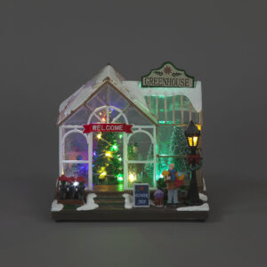 B/O 20cm Chrismas Greenhouse W/ Music