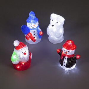B/O 17cm Acrylic Figure 3 Asst Styles Santa/Snowman/Bear