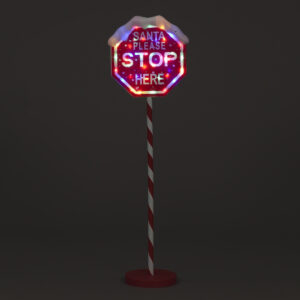 1m Santa Stop Here Sign w/45 Multi LEDS