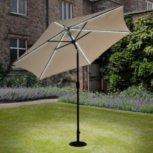 2.7m Parasol w/LED Strips Ecru