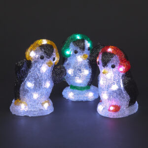 Acrylic Penguins x 3 w/30 White LEDS