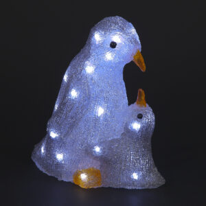 Acrylic Mother & Chick Penguins 60cm 30 White LEDS