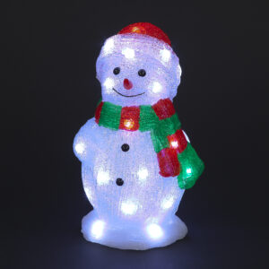 Acrylic Snowman w/Red & Green Scarf 330 White LEDS
