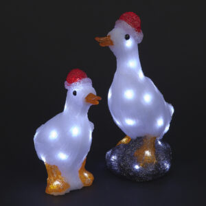 Acrylic Santa Ducks w/50 WW LEDS