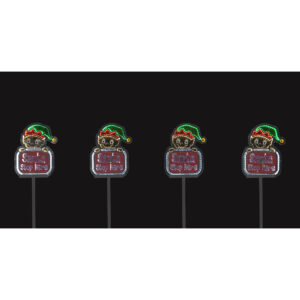 40cm Infinity Elf Santa Stop Here Stakes x 4