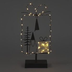B/O 36cm Metal Present w/Tree, Santa & Present /54 WW LEDs