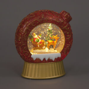 20cm Water Bauble w/Santa WW LED