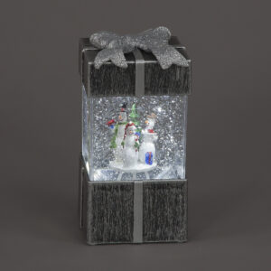 16cm Water Gift Box w/Snowmen IW LED