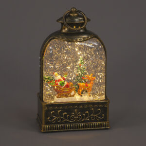 23cm Water Lantern w/Santa WW LED