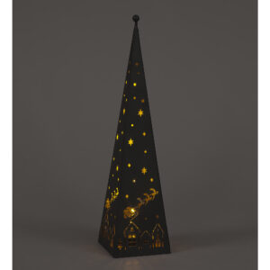 B/O 41cm Metal Cone w/Christmas Scene /20 WW LEDs