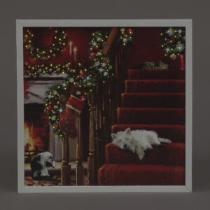B/O LED 40x40cm LED Wall Art Xmas Pets /RM