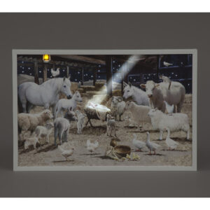 B/O LED 40x60cm LED Wall Art White Nativity /RM