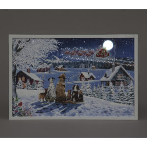 B/O LED 40x60cm LED Wall Art Dogs Watching Santa /RM