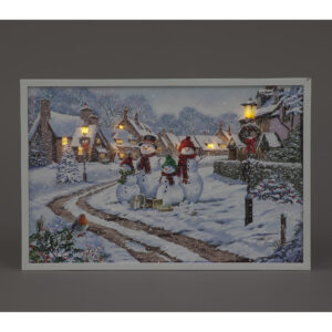 B/O LED 40x60cm LED Wall Art Snowfamily /RM