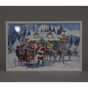 B/O LED 40x60cm LED Wall Art Santa Workshop /RM